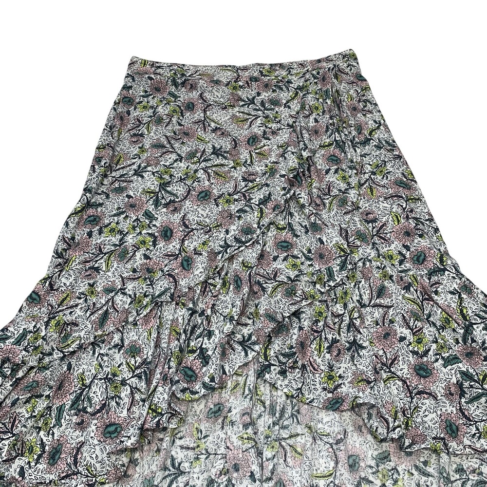 Torrid Skirt 2X‎ Asymmetrical Pink Floral Print Pull On Ruffle Fairy Beach Boho
